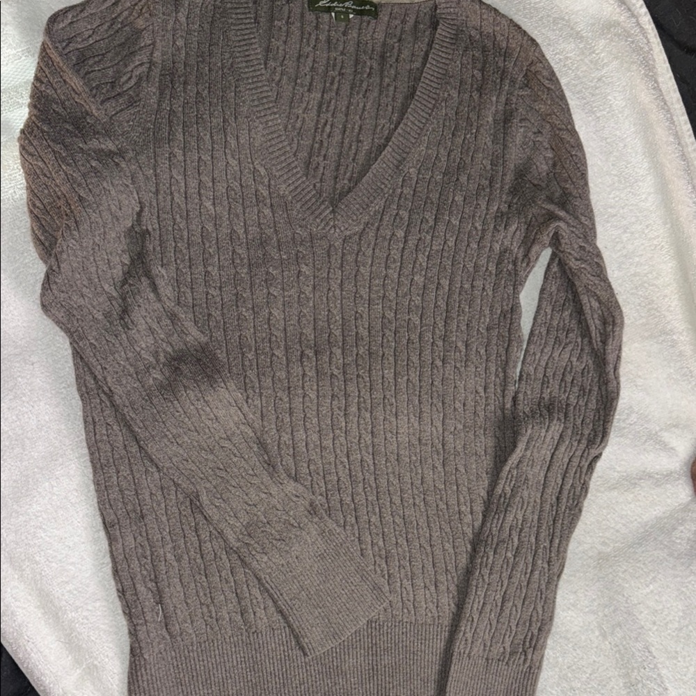 Eddie Bauer Gray Cable Knit Sweater